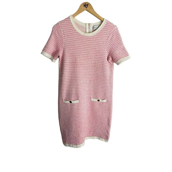 Milly Of New York Women's Pink Short Sleeve Tweed Knit A Line Dress - P - Picture 1 of 12